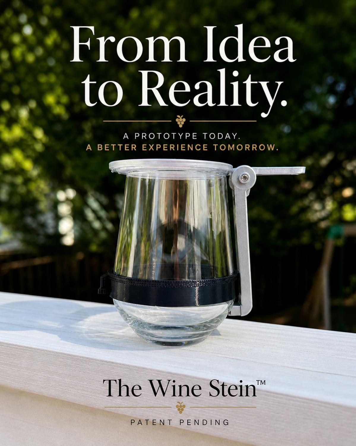 Real Wine Stein prototype on a deck